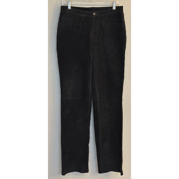 Vintage 90s Brandon Thomas Black Suede Straight Leg Pants Western Cowgirl Fall - Picture 1 of 10